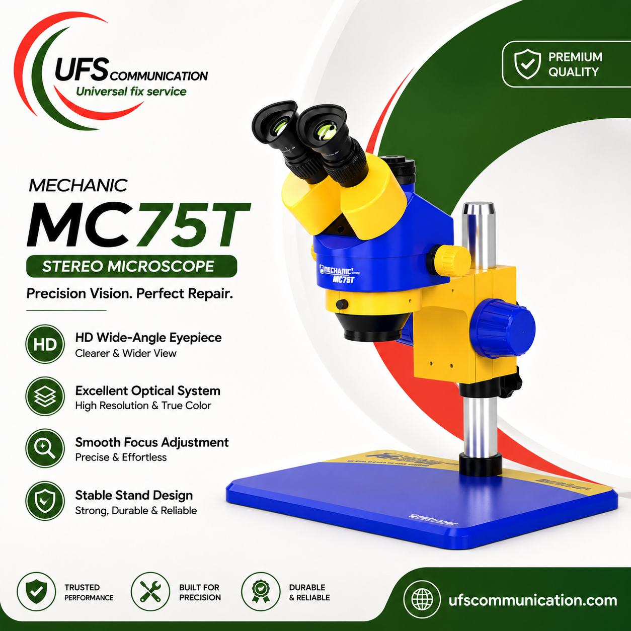 Mechanic D75T-B11 Industrial Trinocular Stereo Microscope With 0.5X Lens