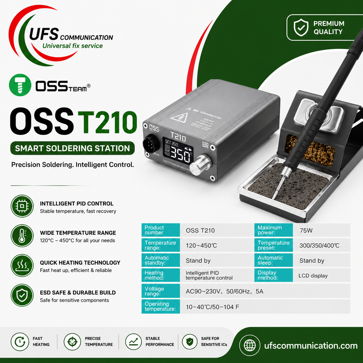 T210 Soldering Iron Station 2S Rapid Heating By OSS Team (75W)